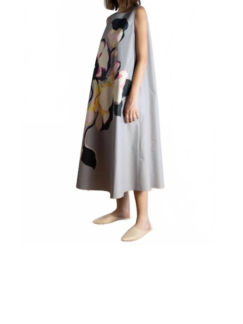 PSOPHIA cotton poplin floral print dress in cadmium - Picture 2 of 14